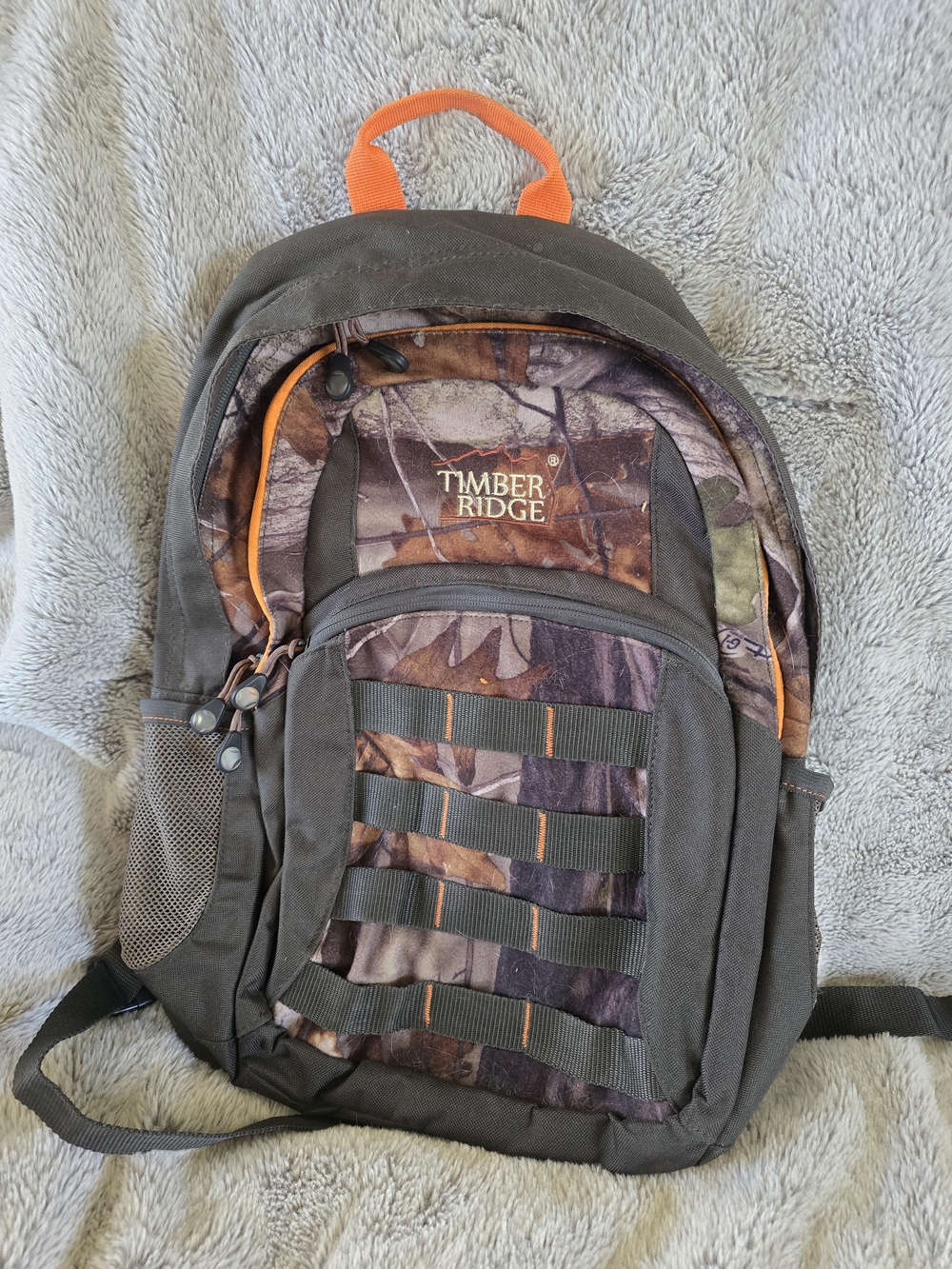 Youth Camo Backpack in Brown and Orange